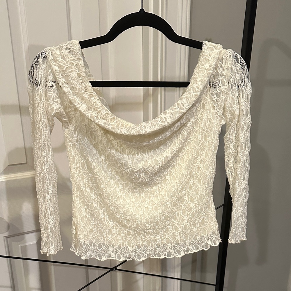 Pink Lily small Elegant Cream Lace Top.  Great condition